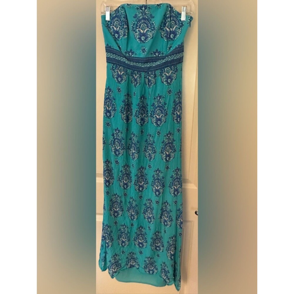 Vinyard Vines Teal Tube Top Maxi Dress Women's Sz 2